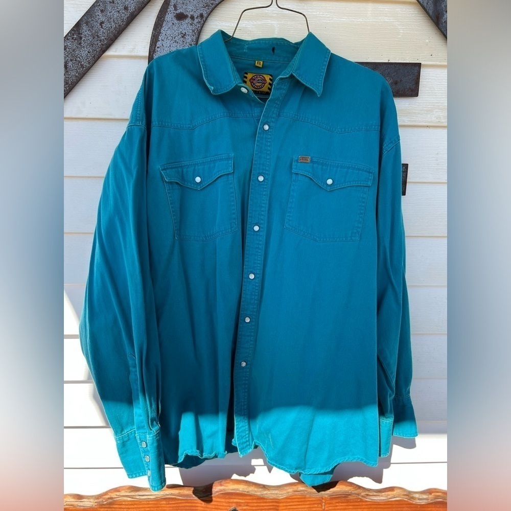 BRUSHPOPPER WRANGLER VINTAGE Blue Rodeo Cowboy 90s 80s Retro Shirt Top Men’s XL - Picture 3 of 8